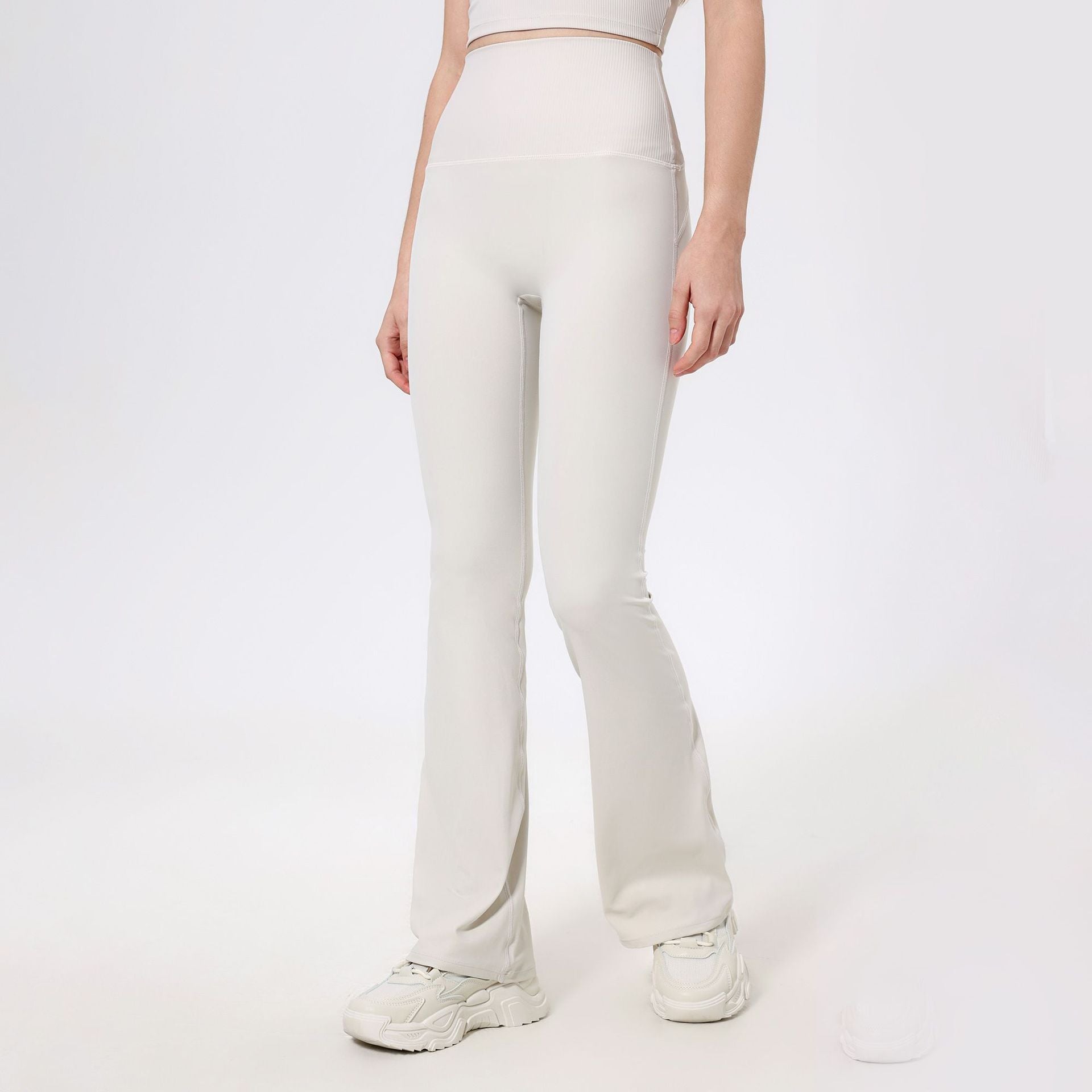 Thread High Waist Peach Hip Raise Yoga Pants Stitching Nude Feel Outer Wear Running Workout Pants Fitness Bootcut Trousers