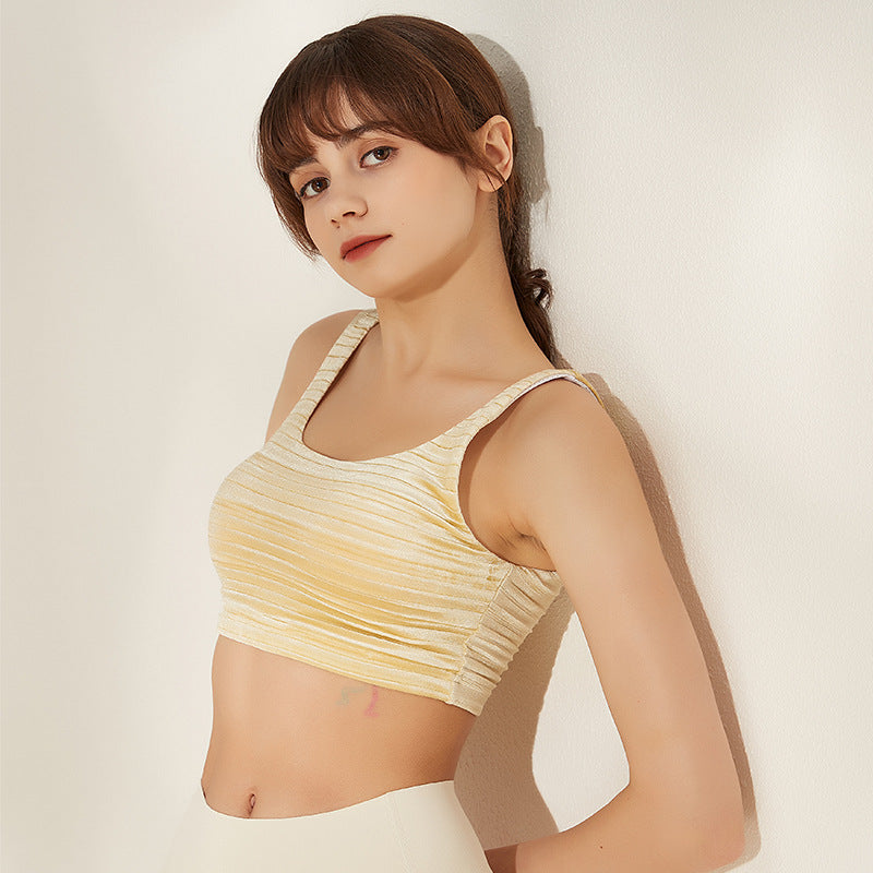 Fixed Double Shoulder Strap Running Fitness Shockproof Medium High Strength Yoga Integrated Exercise Underwear Bra