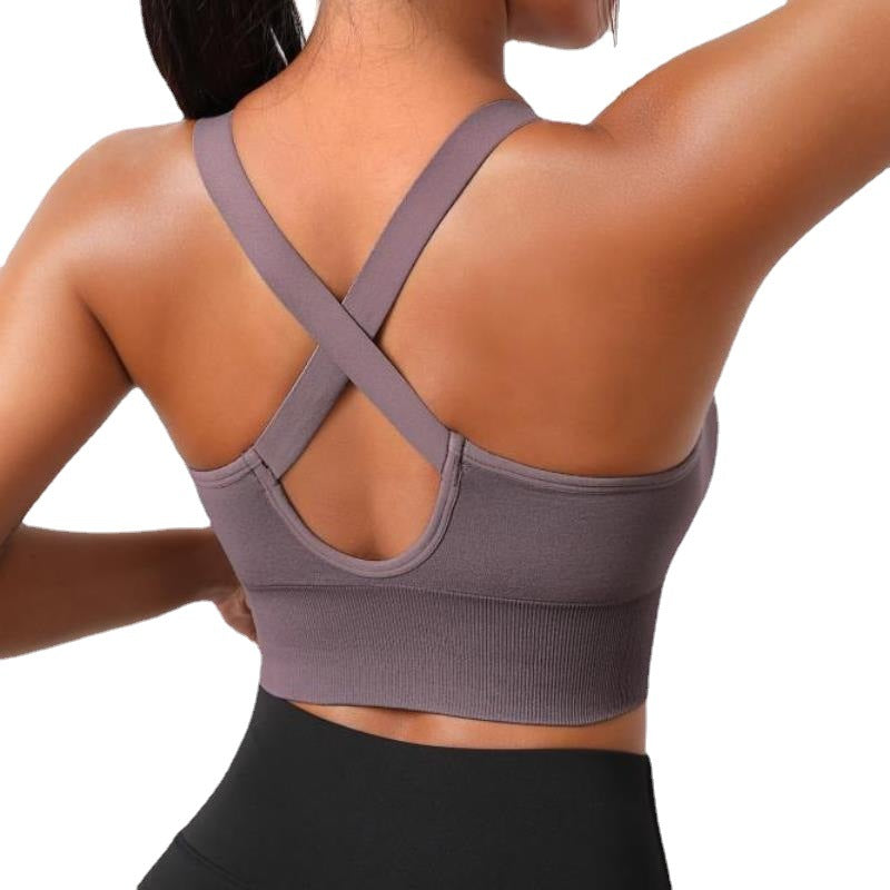 Seamless Knitted Sexy Outer Wear Inner Wear Bra Fitness Tight Quick Drying Sweat Absorbent Sports Yoga Bra Women