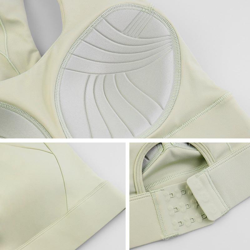 Sujetador deportivo de alta resistencia a prueba de golpes con tacto nude para mujer, ropa interior deportiva para correr, fitness y yoga, copa de una pieza.