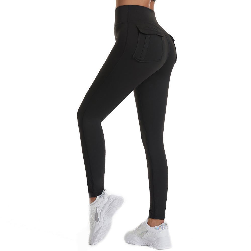 Pantalon de yoga automne-hiver pour femme, taille haute, non tissé, fitness, double poches, séchage rapide, coupe skinny