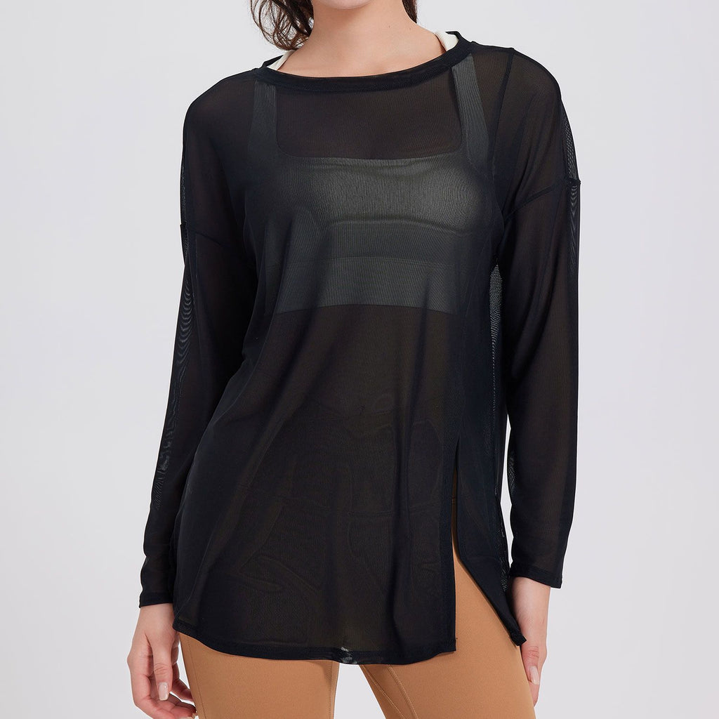 Spring Summer Running Mesh Quick Drying Clothes Women Overall Fitness T Shirt Casual Breathable Slimming Mid Length Sports Yoga Top