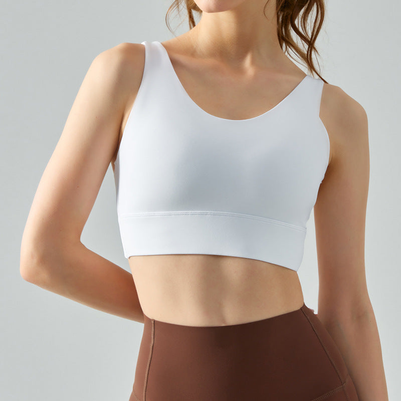 Sous-vêtement de sport une pièce Summer Nude Feel haute résistance avec coussinets de poitrine, fermeture invisible à agrafes, soutien-gorge de yoga composite pour femme