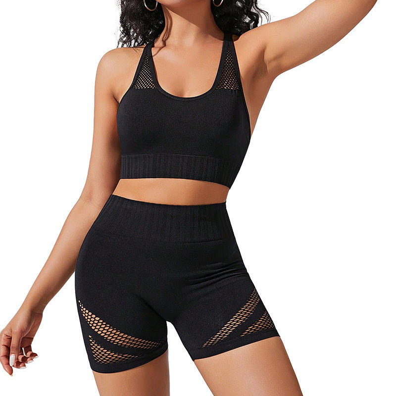 Cross Beauty Back Exercise Bra Running Workout Outfit Seamless Skinny Peach Hip Solid Color High Elastic Yoga Suit