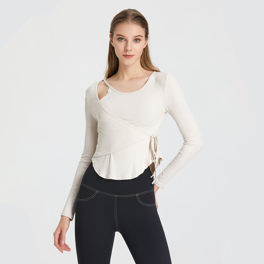 Loose Lace Breathable Sports Blouse Women Yoga Clothes Running Quick Drying Clothes Training Long Sleeve T shirt Workout Clothes Top