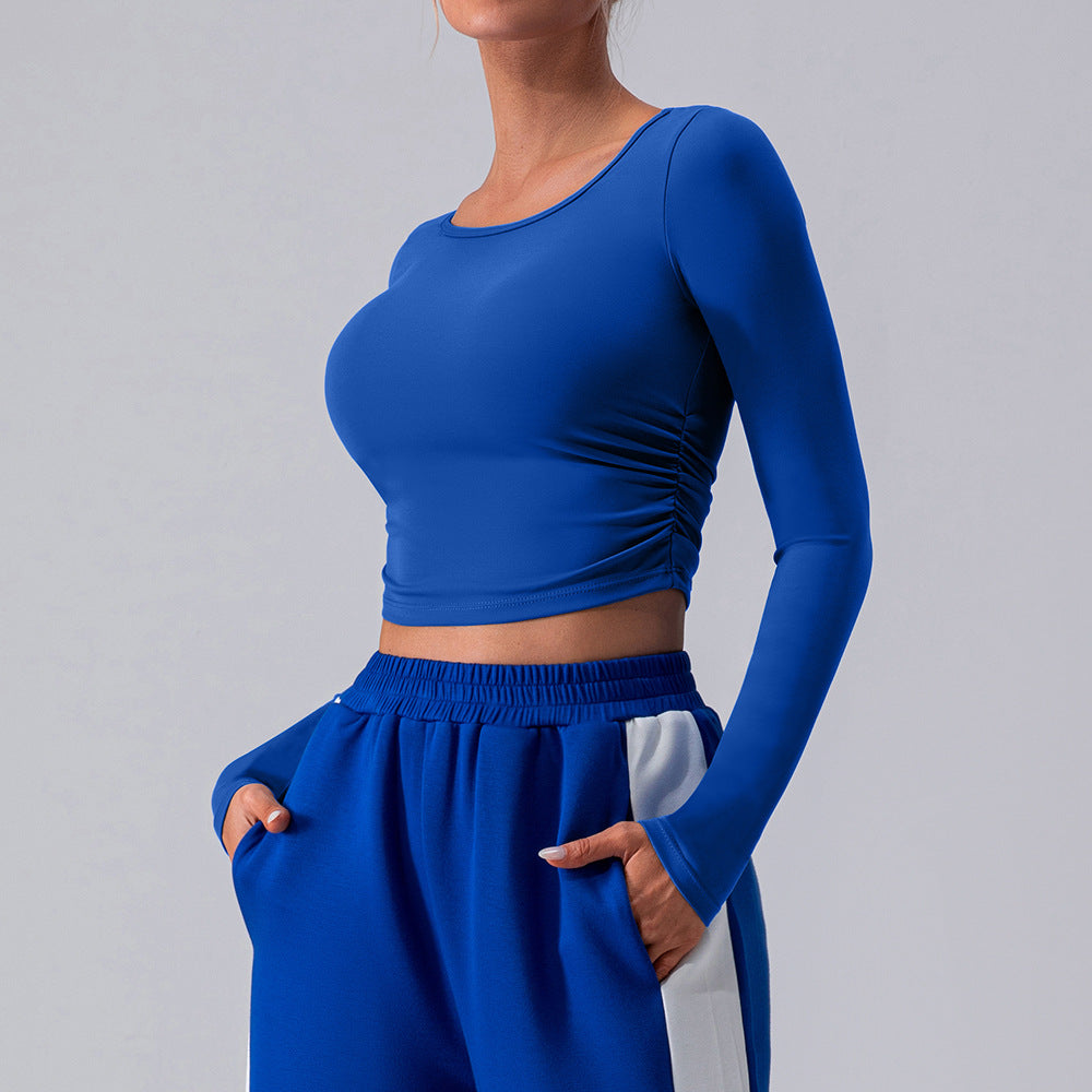 Spring Brushed Tight Long Sleeve Yoga Wear Casual Running Sport Long Sleeve Breathable T shirt Workout Clothes Top for Women