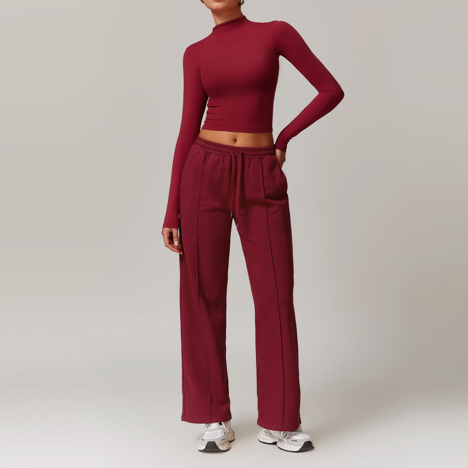 Long Sleeve Sweatpants Cherry Red