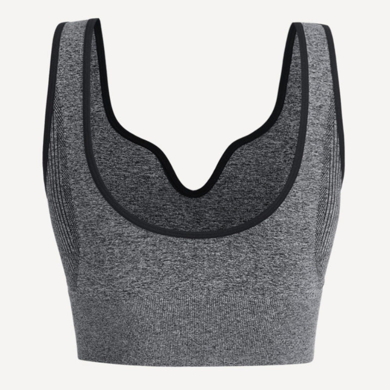 Ropa interior de yoga de punto sin costuras, de secado rápido, transpirable, con espalda de belleza, alta elasticidad, fruncido, sujetador deportivo ajustado para entrenamiento
