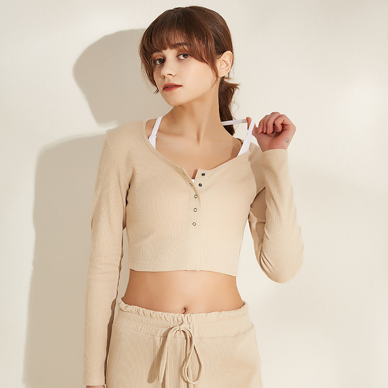 Workout Clothes Women Long Sleeved Sports Top Slim Look Running T shirt Slim Fit Internet Celebrity Dance Yoga Clothes