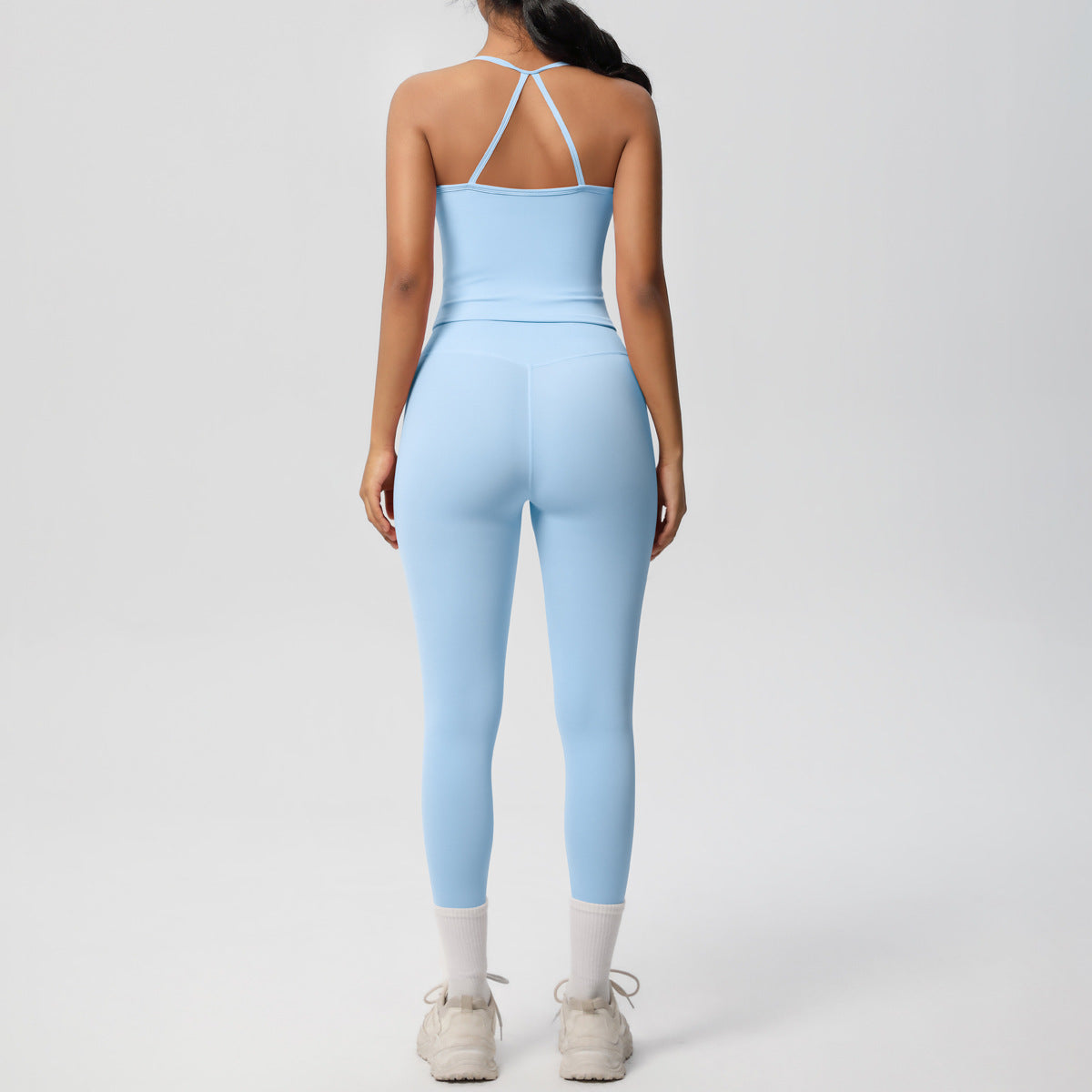 Pantalones de fitness con efecto piel desnuda para mujer, moldeador abdominal, cintura alta, deportivos, para yoga, leggings para exteriores