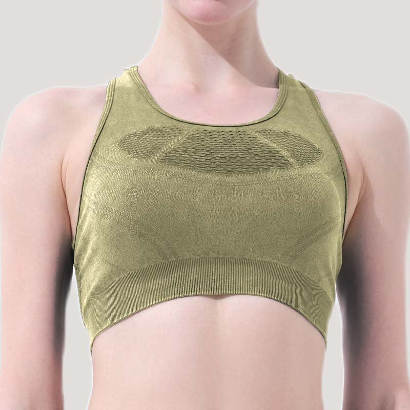 Stone Washed Hollow Out Cutout Out Sports Underwear Mesh Breathable Sports Bra Yoga Clothes Yoga Jacket Summer