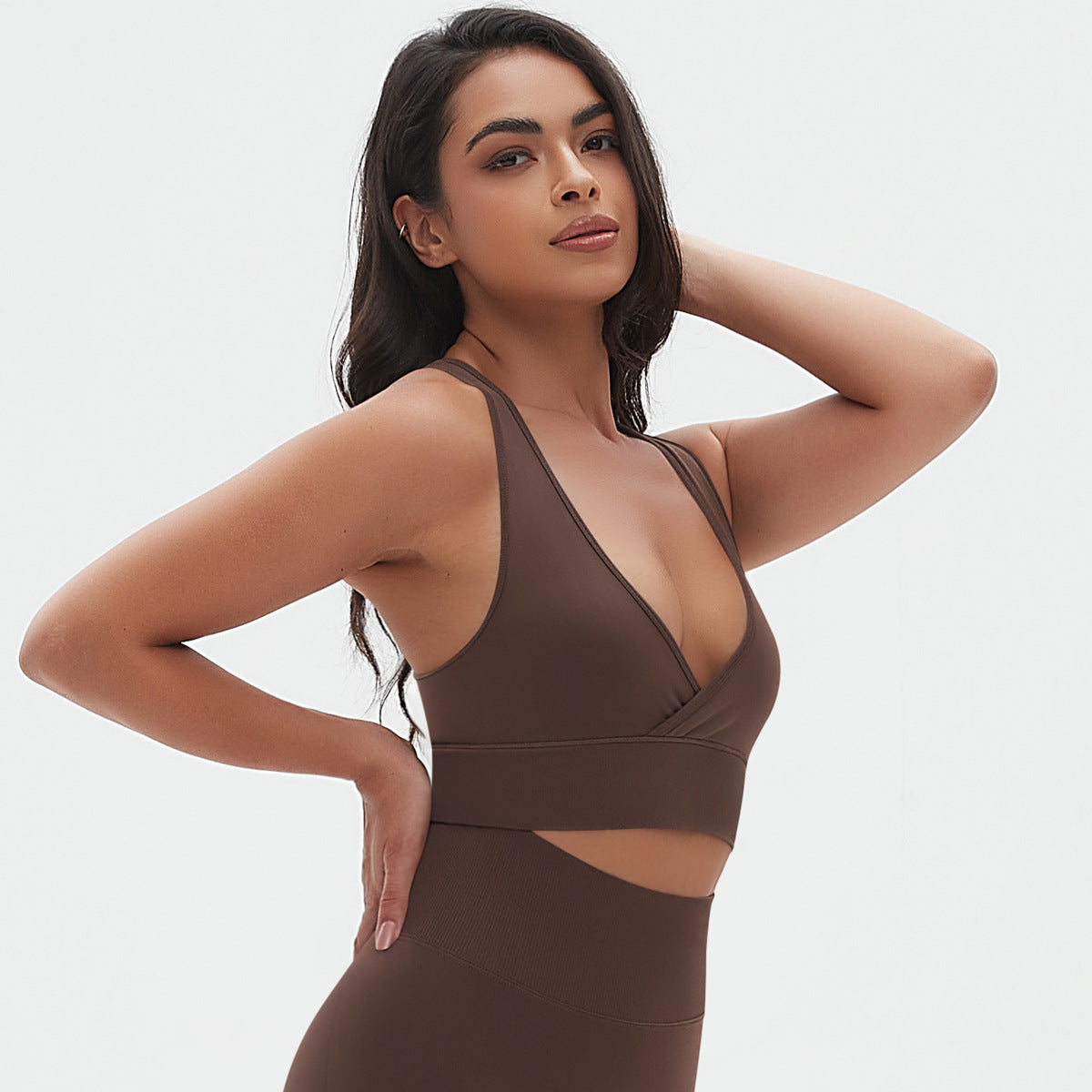 Seamless Knitted Solid Color Cross Bra Tight Top Fitness Exercise Yoga Clothes Moisture Absorption Shaping Workout Clothes