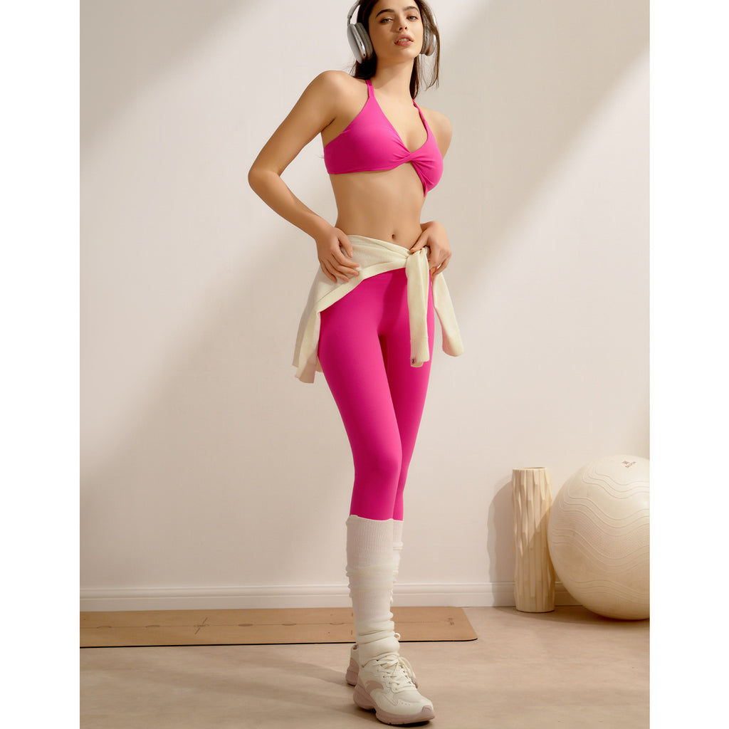 Nude Feel Yoga Vest Women Cross Beauty Back Sports Underwear Fitness Peach Hip Trousers Shock Absorption Sports Set