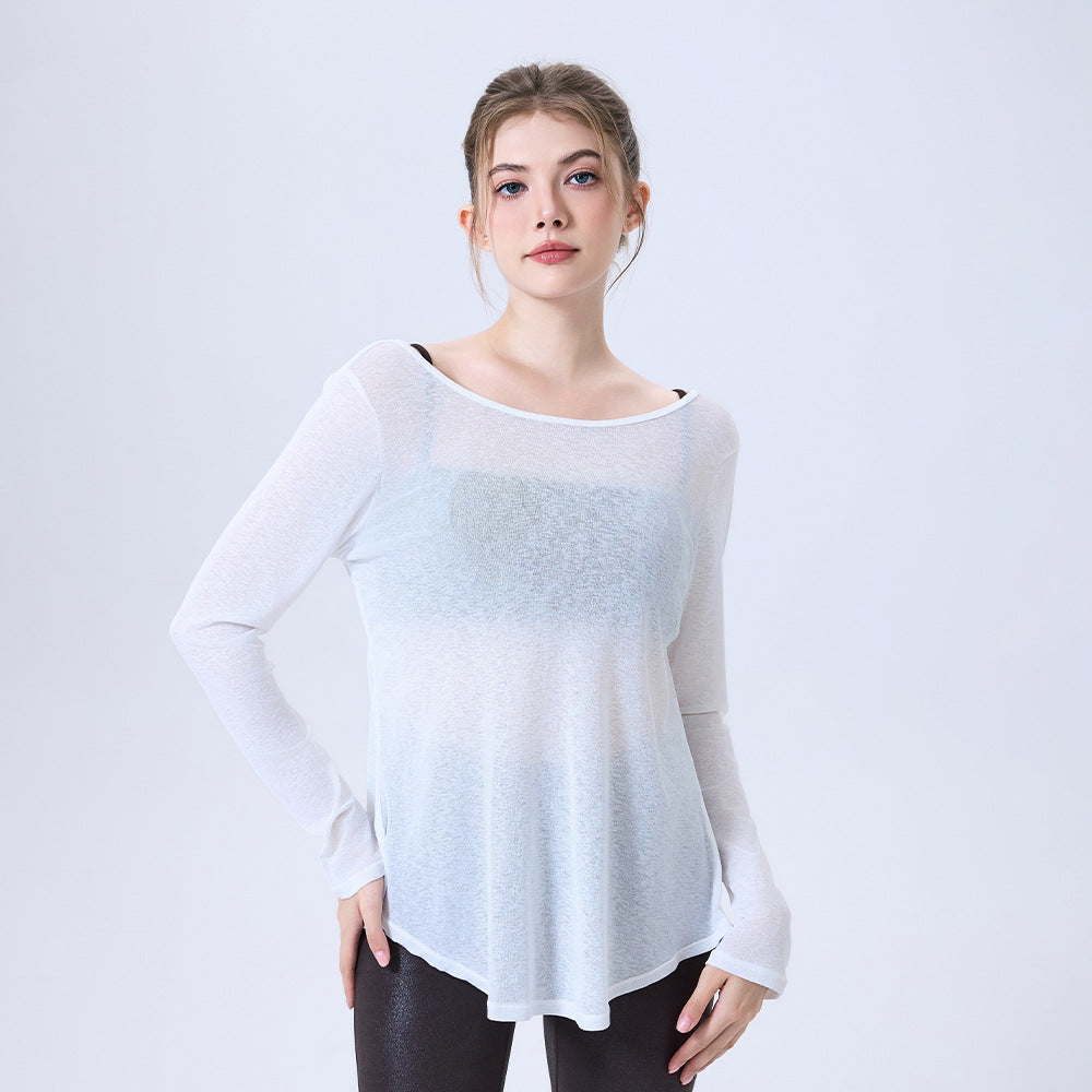 Quick Drying Crew Neck Beauty Back Running Long Sleeve Women Overall Fitness T shirt Casual Breathable Slimming Sports Yoga