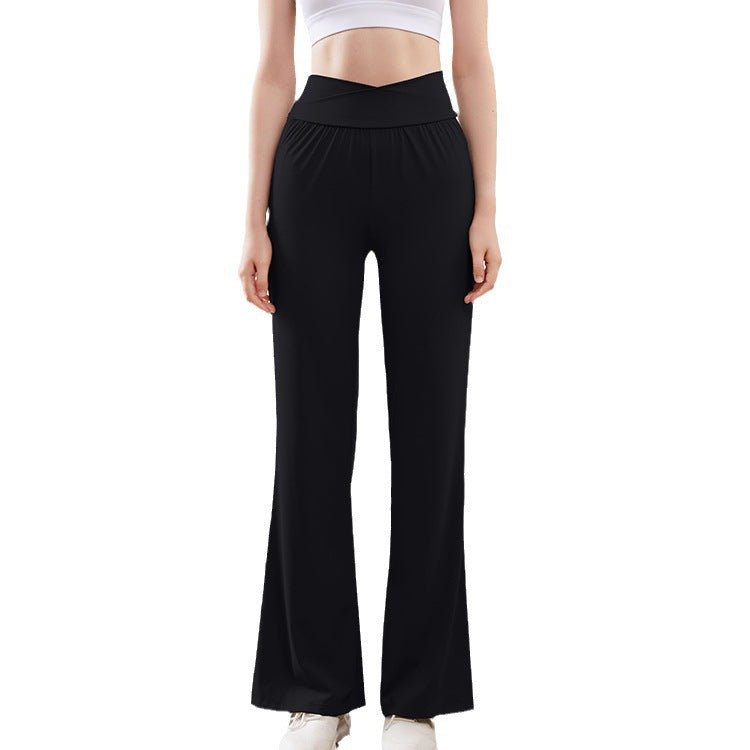 Yoga Wide Leg Pants Sports Flared Pants High Waist Figure Flattering Hip Lifting Casual All Match Stretch Quick Drying Fitness Pants