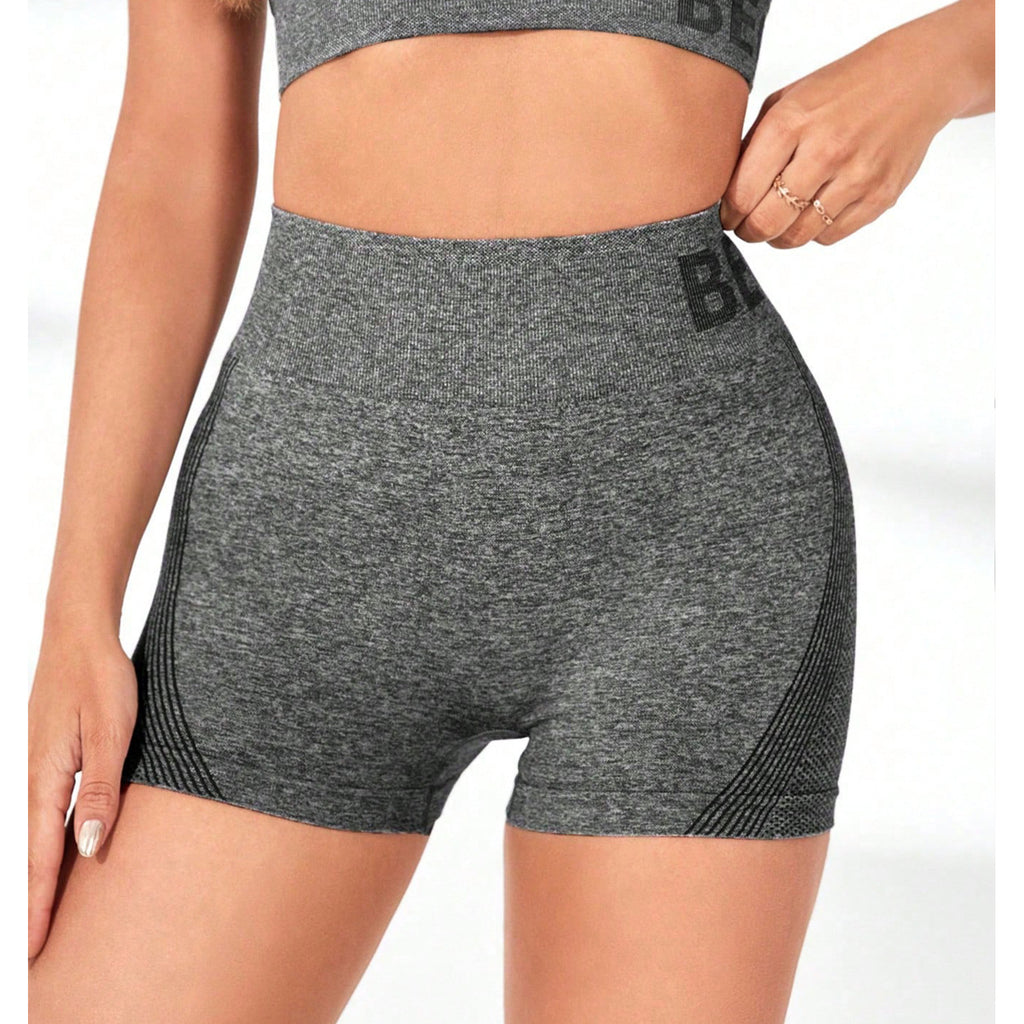 Yoga Pants Women High Waist Peach Hip Letter Graphic Skinny Running Fitness Pants Stone Washed Solid Color Sports Pants