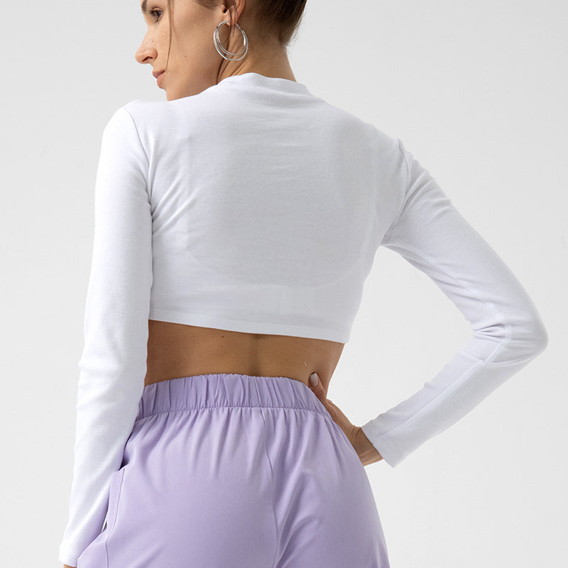 Environmentally Friendly Organic Cotton off the Shoulder Long Sleeve T shirt Dance Fitness Fashionable Outerwear Sexy Top