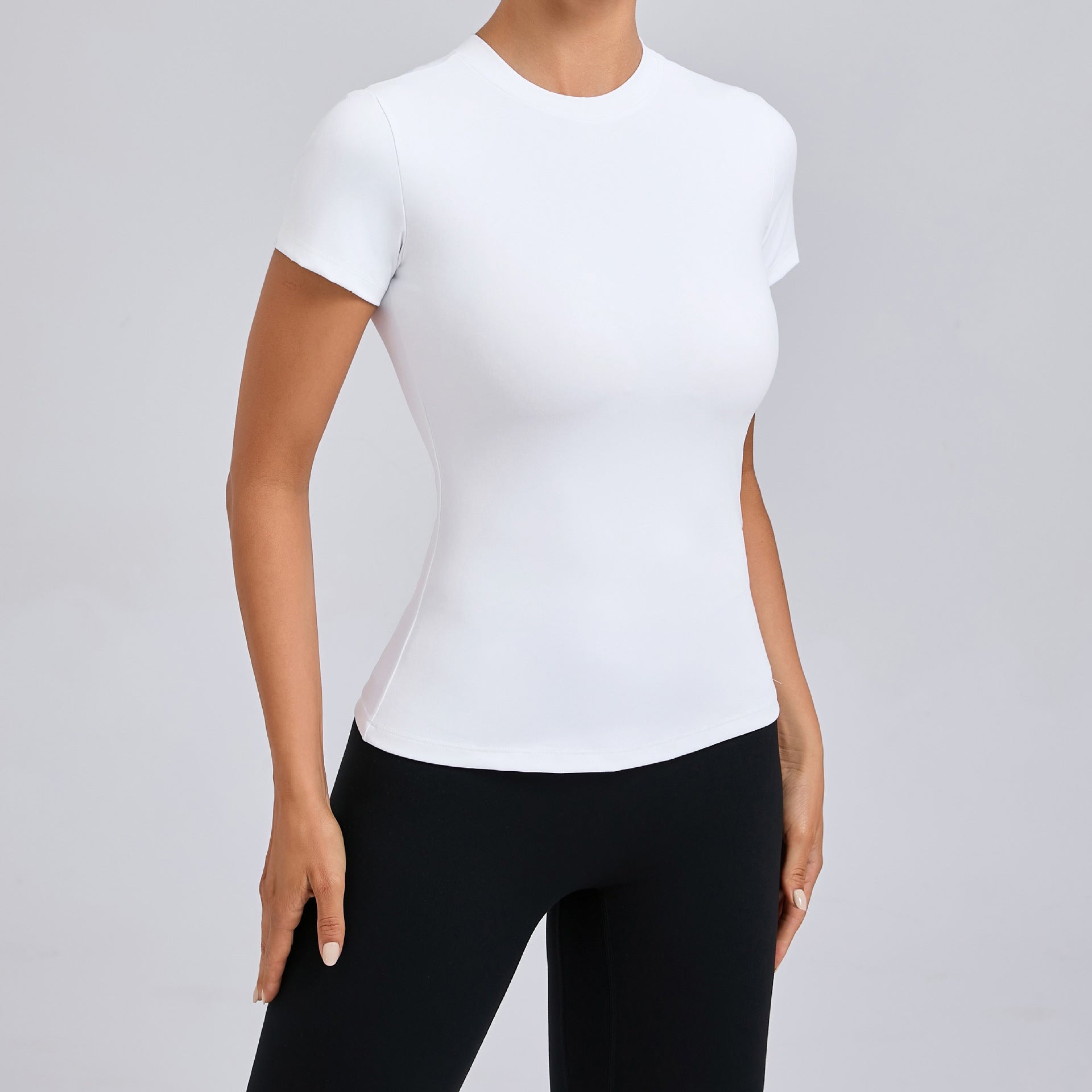 Solid Color T Shirt Quick Drying Yoga Clothes Short Sleeve Workout Top Blouse Outdoor Running Sports Short Sleeve Women