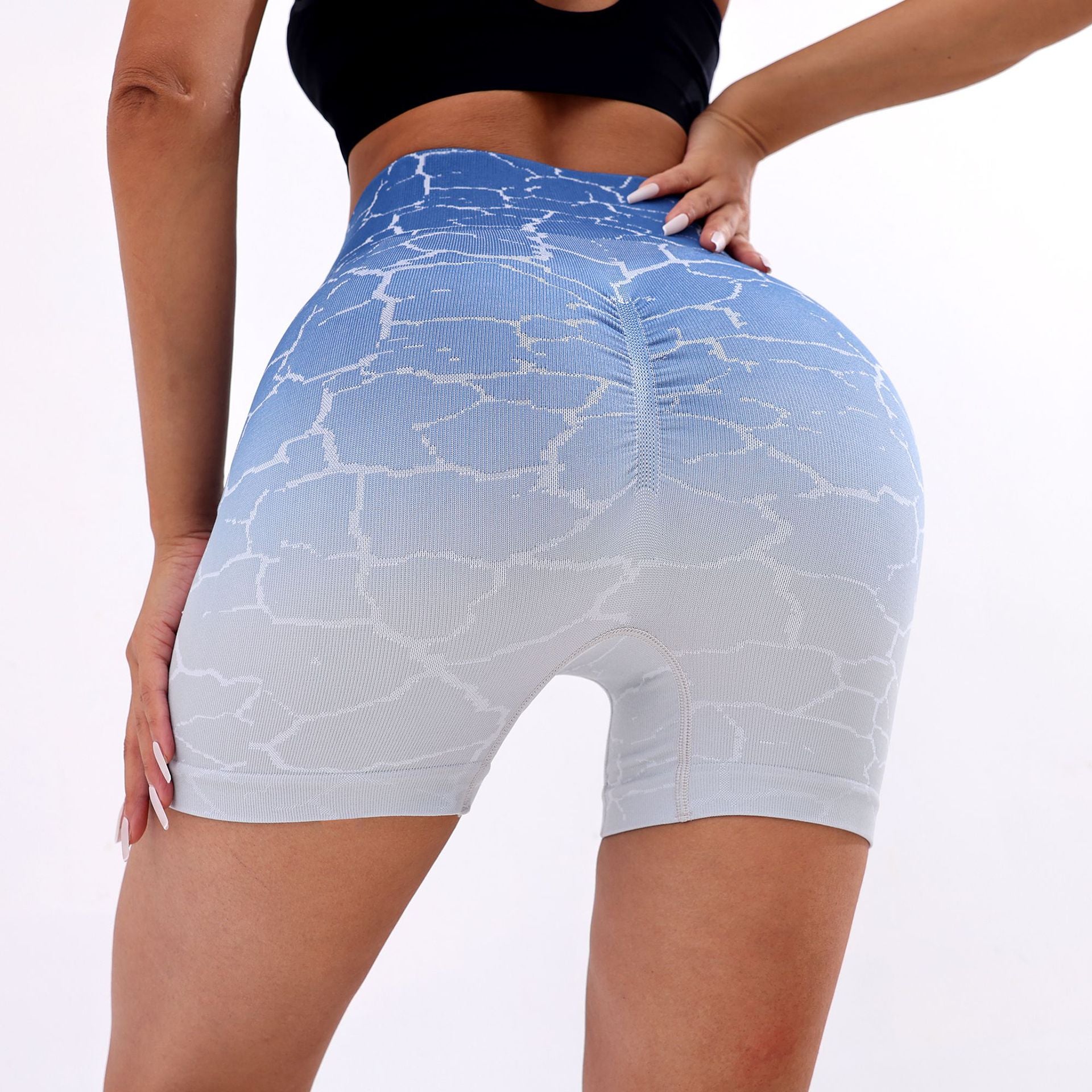 Blue Gradient Yoga Shorts