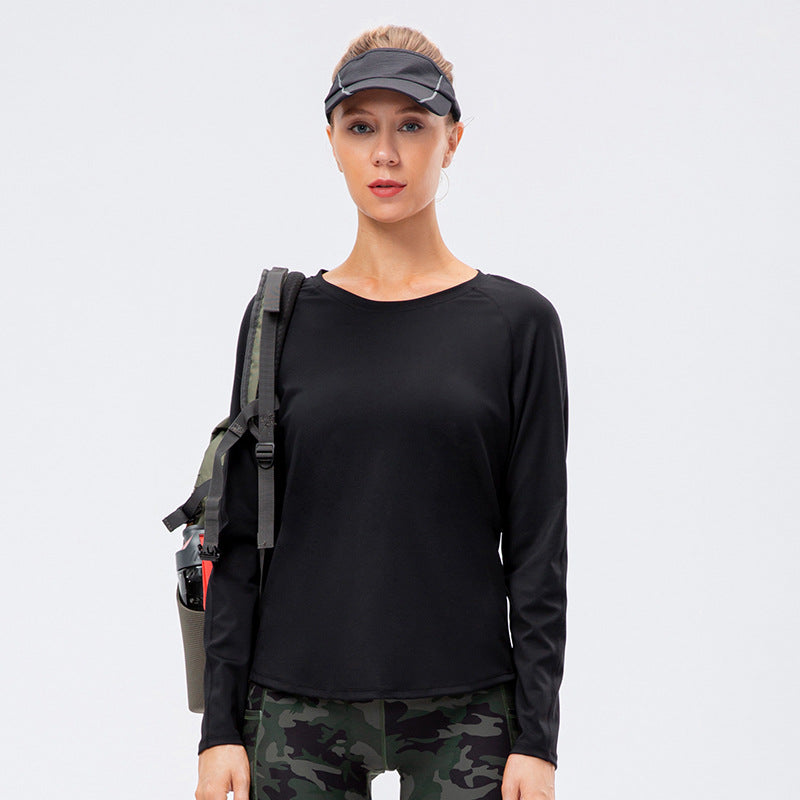 Women Autumn Winter Nylon Fleece lined Warm Sports Long Sleeve Nude Feel Double Sided Yoga Running Training Workout Clothes