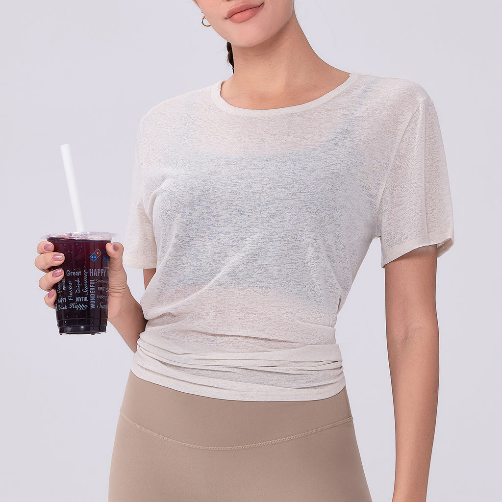 Spring Summer High-Grade Casual Slimming Yoga Jacket Loose Breathable Sports Blouse Hollow Out Cutout out Beauty Back Women Yoga Clothes