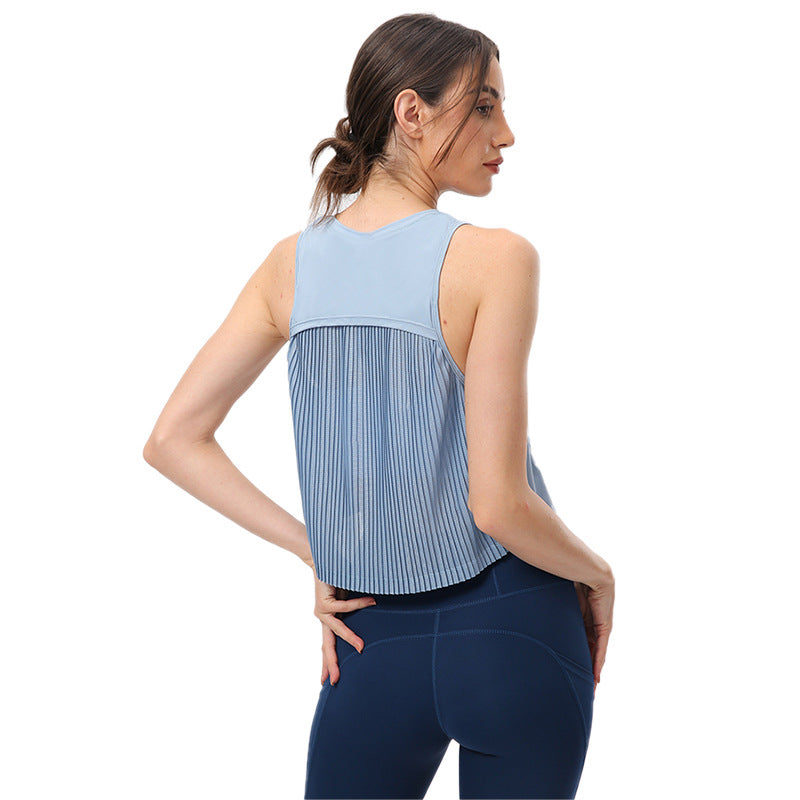 Yoga Short Sleeve Women Pleated Crumpled Half Waist Sports Blouse Casual All-Matching Yoga Jacket