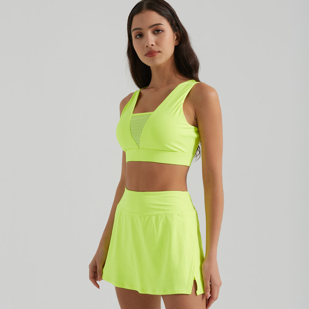 Sports Two Piece Sets Women Yoga Clothes Sports Vest Breathable Slim Fit Anti Exposure High Waist Slimming Tennis Yoga Skirts Women