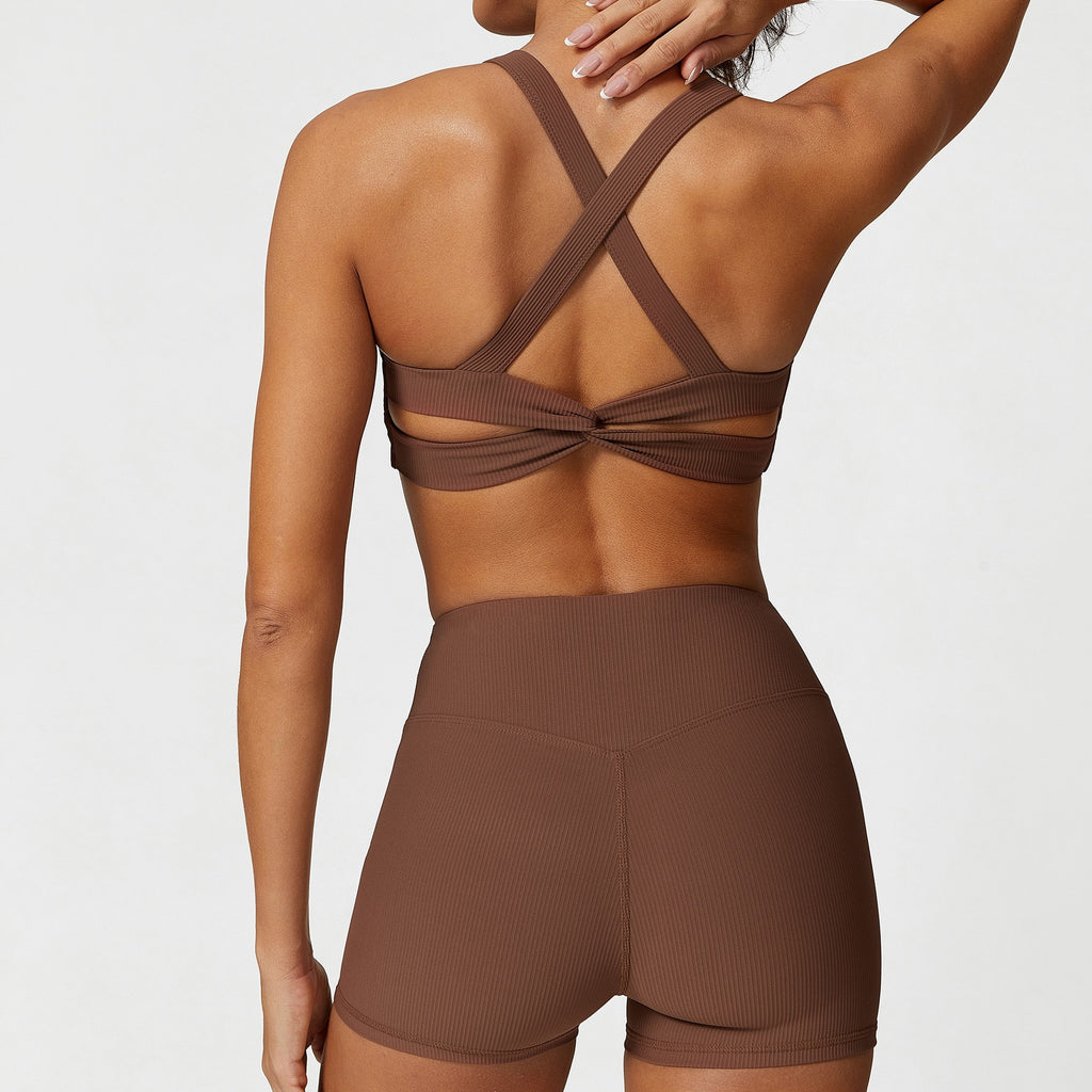 Three Dimensional Coarse Thread Yoga Clothes Suit Sports Workout Exercise Underwear Fitness Shorts Suit