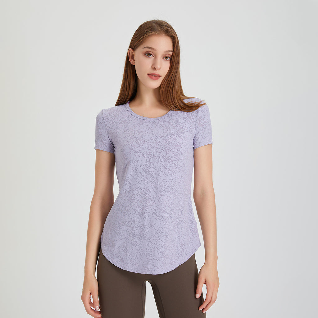 Snowflake Breathable Sports Short Sleeve Women Casual Quick Drying Clothes Backless Twist Yoga Clothes Running Workout T Shirt