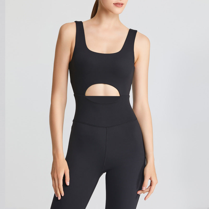 One Piece Jumpsuit Tight Fitness Suit Women Hollow Out Cutout Out Beauty Back Dance Pilates Yoga Suit