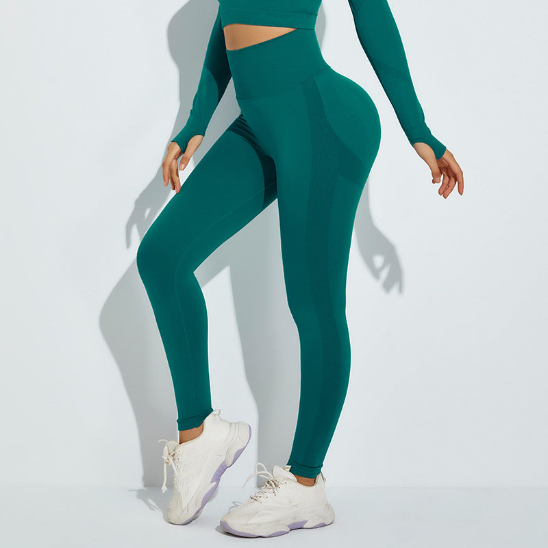 Peach Hip Seamless High Elastic Yoga Pants High Waist Belly Contracting Solid Color Running Fitness Skinny Workout Pants