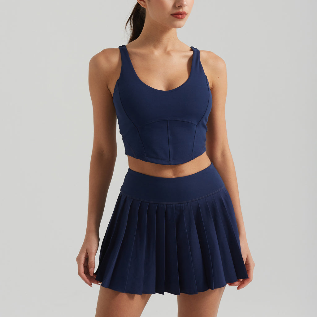 Summer Yoga Wear Women Outdoor Exercise Running Outfit Women Slim Stretch Yoga Fitness Pleated Skirt