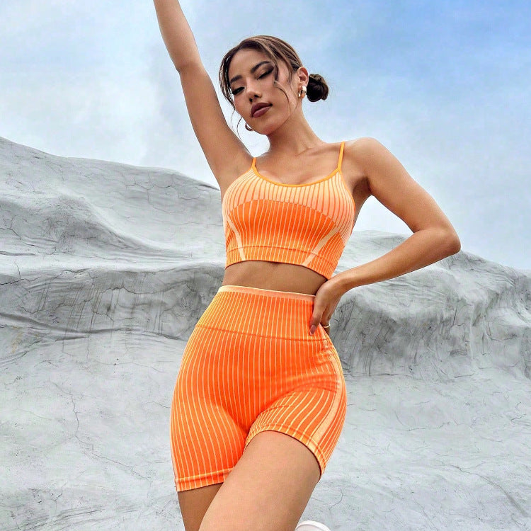 Sling Running Exercise Yoga Clothes Suit Women High Waist Multicolor Bum Lift Shorts Workout Clothes