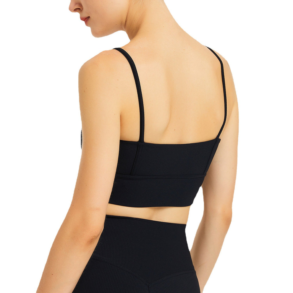 Ropa interior para hacer ejercicio para correr, chaleco para mujer, sujetador de entrenamiento a prueba de golpes, tirantes finos, ropa de yoga con espalda descubierta
