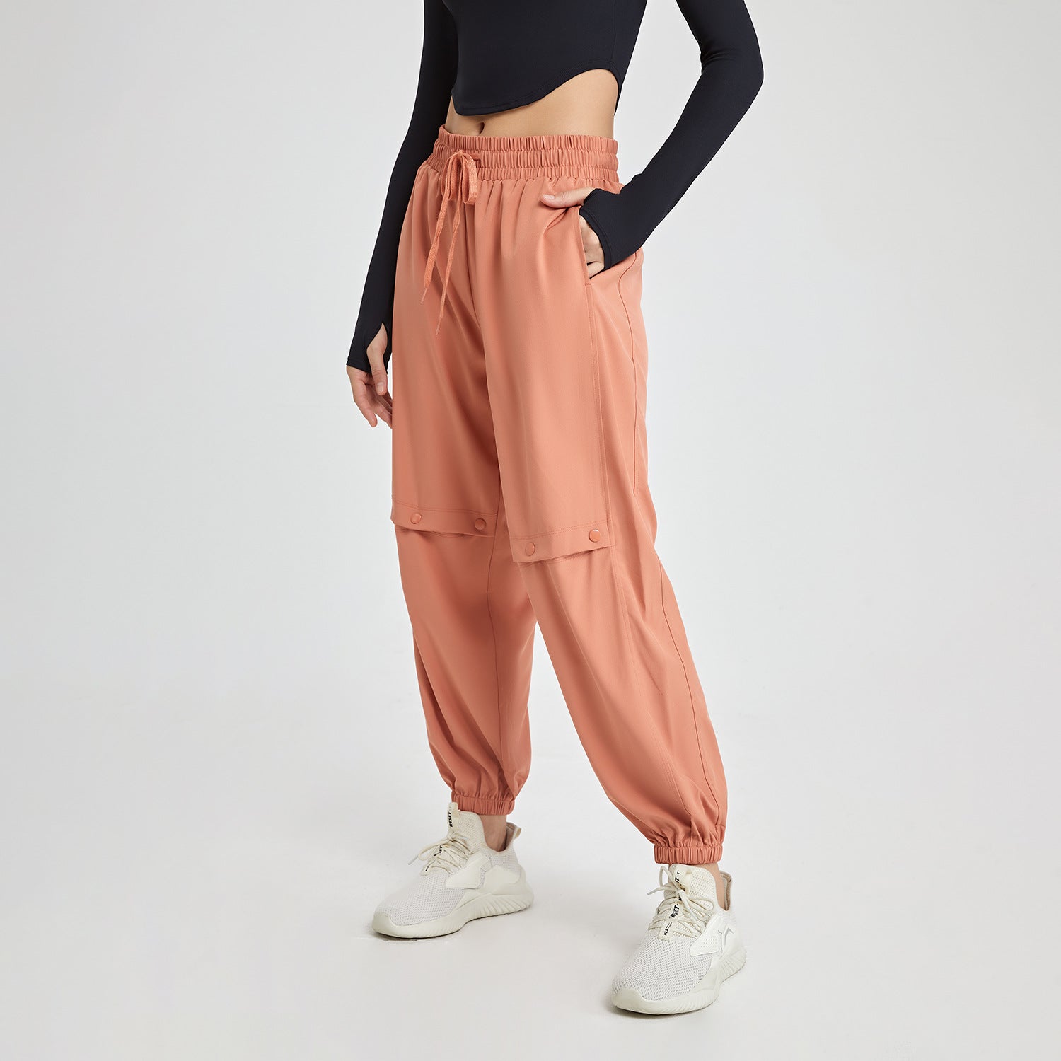 Drawstring High Top Sports Trousers Women Loose Tappered Casual Harem Pants Running Quick Drying Dance Gym Yoga Pants