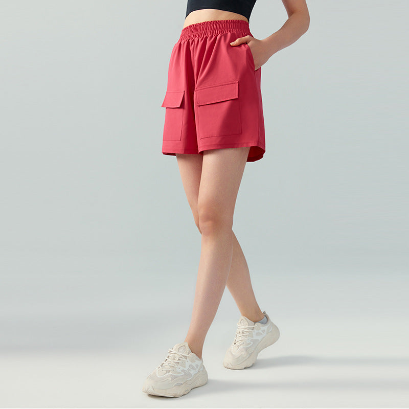 Pantalones cortos deportivos de cuatro puntos para mujer, ropa de trabajo, holgados, informales, para correr, entrenar, yoga y fitness, para primavera y verano