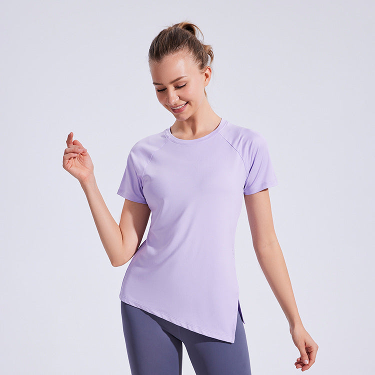 Yoga Clothes Women Sports Top T shirt with Short Sleeves Hollow Out Cutout Running Pilates Training Loose Blouse Fitness Clothes