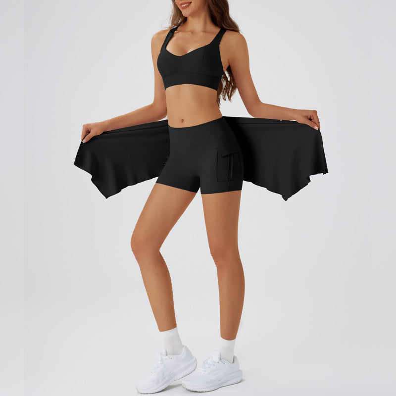 Bra Shorts with Curtain Black