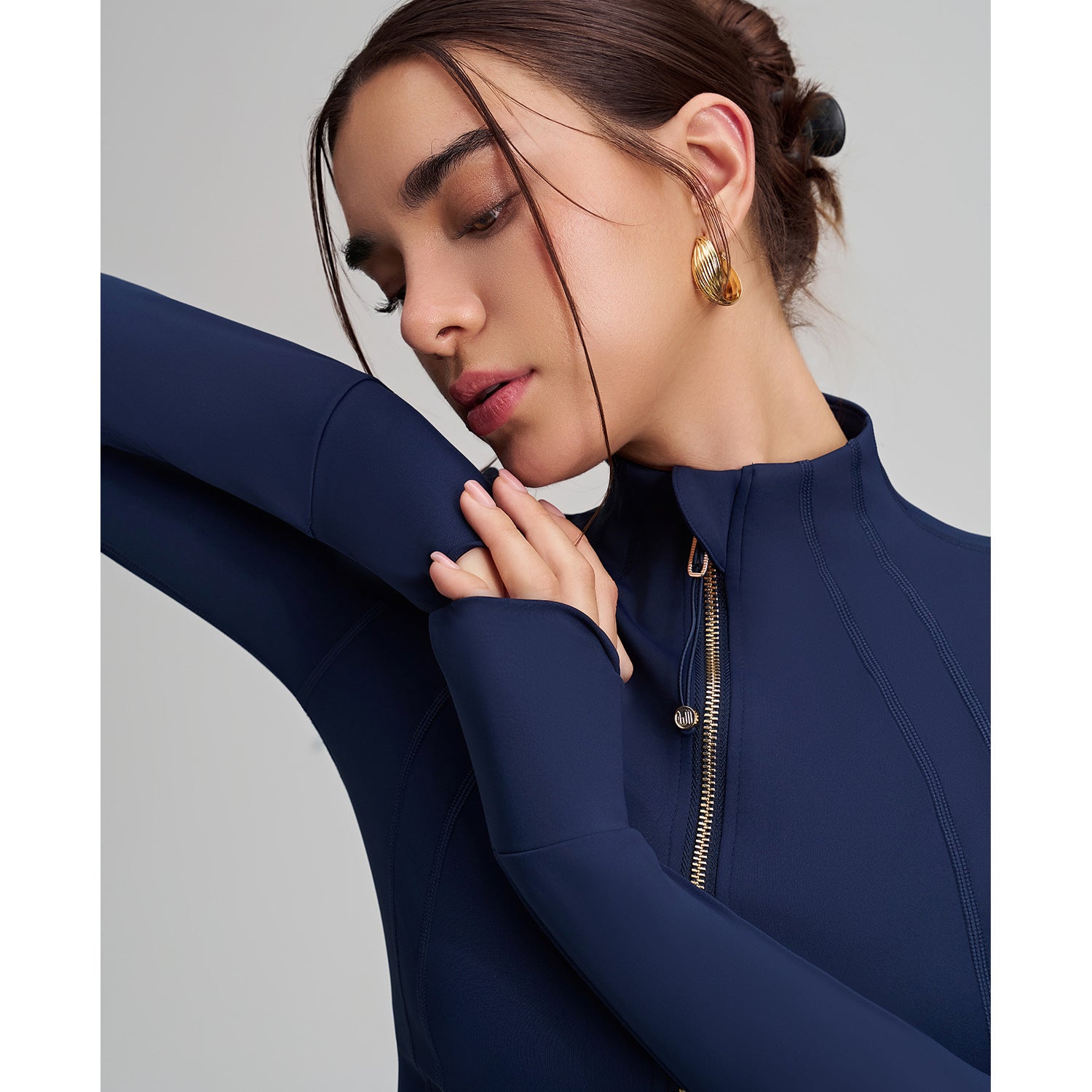 Yoga Clothes Zipper Coat Women Slim Fit Stand up Collar Cinched Fitness Running Sports Yoga Coat Summer