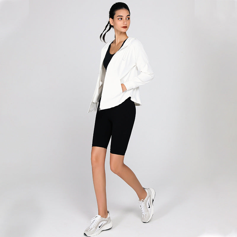Long Sun-Proof Workout Clothes Women Mesh Breathable Long-Sleeved Blouse Loose Casual Sports Running Zipper Jacket