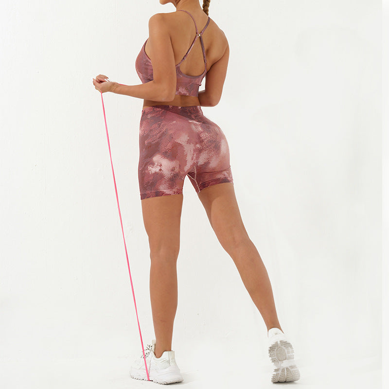 Seamless Printing High Grade Yoga Clothes Set Three Piece Set Quick Drying Breathable Hip Lifting Yoga Suit