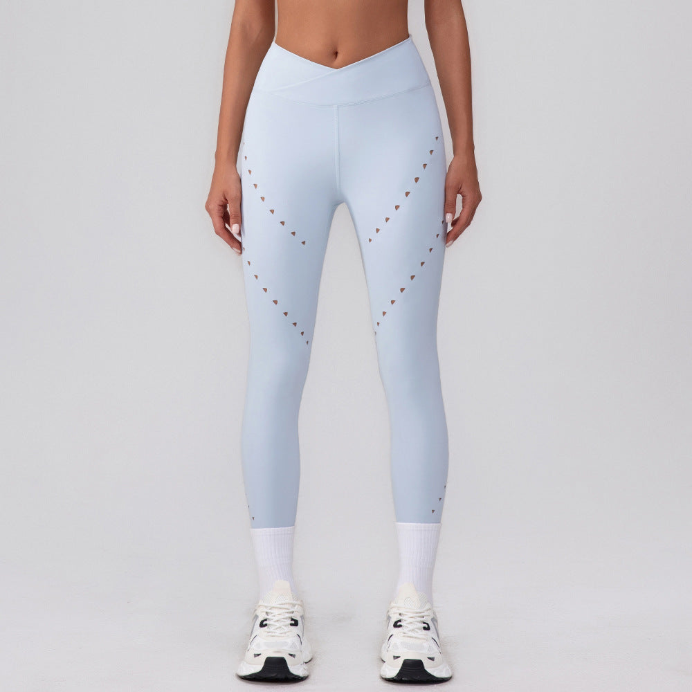 Quick Drying Sexy Inverted Triangle Sports Yoga Trousers Outer Wear Workout Ankle Length Pants Seamless Jogging Clothes Women