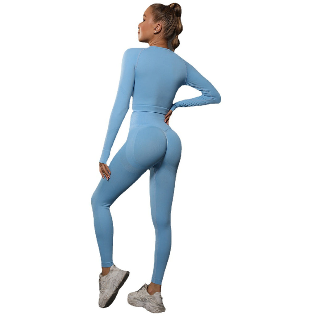 Spring Summer Seamless Pleated Peach Skinny Hip Lift Yoga Suit Sports Running Fitness Yoga Wear Women
