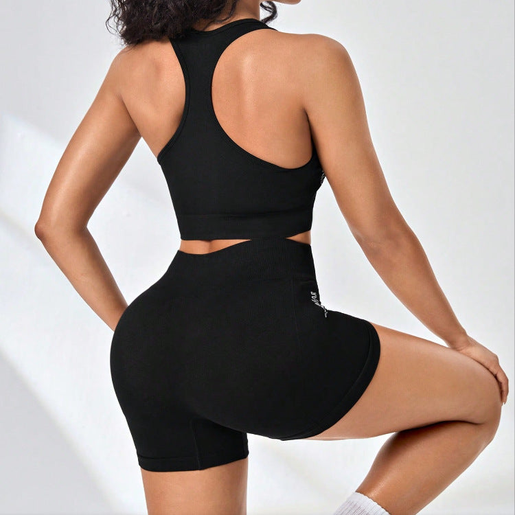 Soutien-gorge de sport imprimé sans coutures, haute élasticité, sous-vêtements, tenue de yoga, de course et de fitness, ensemble deux pièces