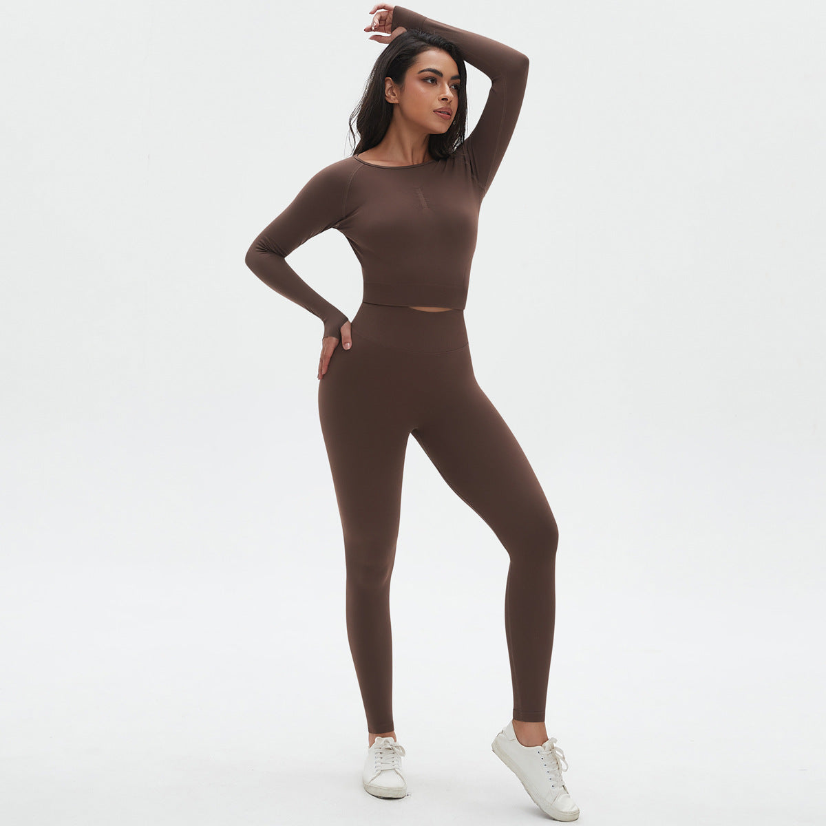 Long Sleeve Trousers Suit-Brown