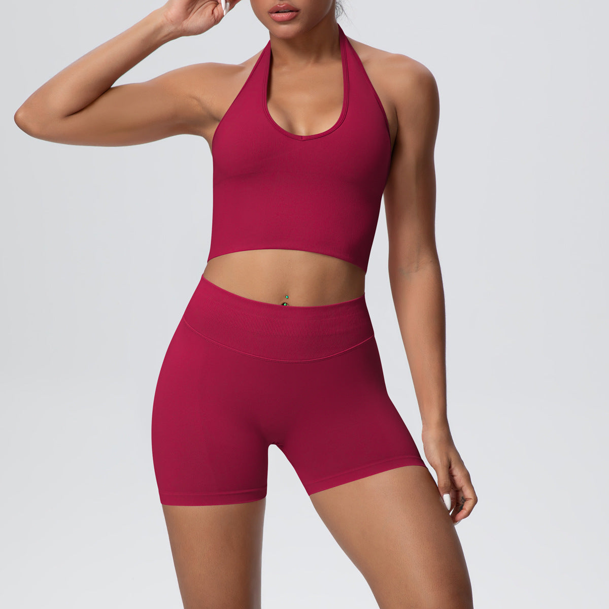 Vest Shorts Suit-Wine Red