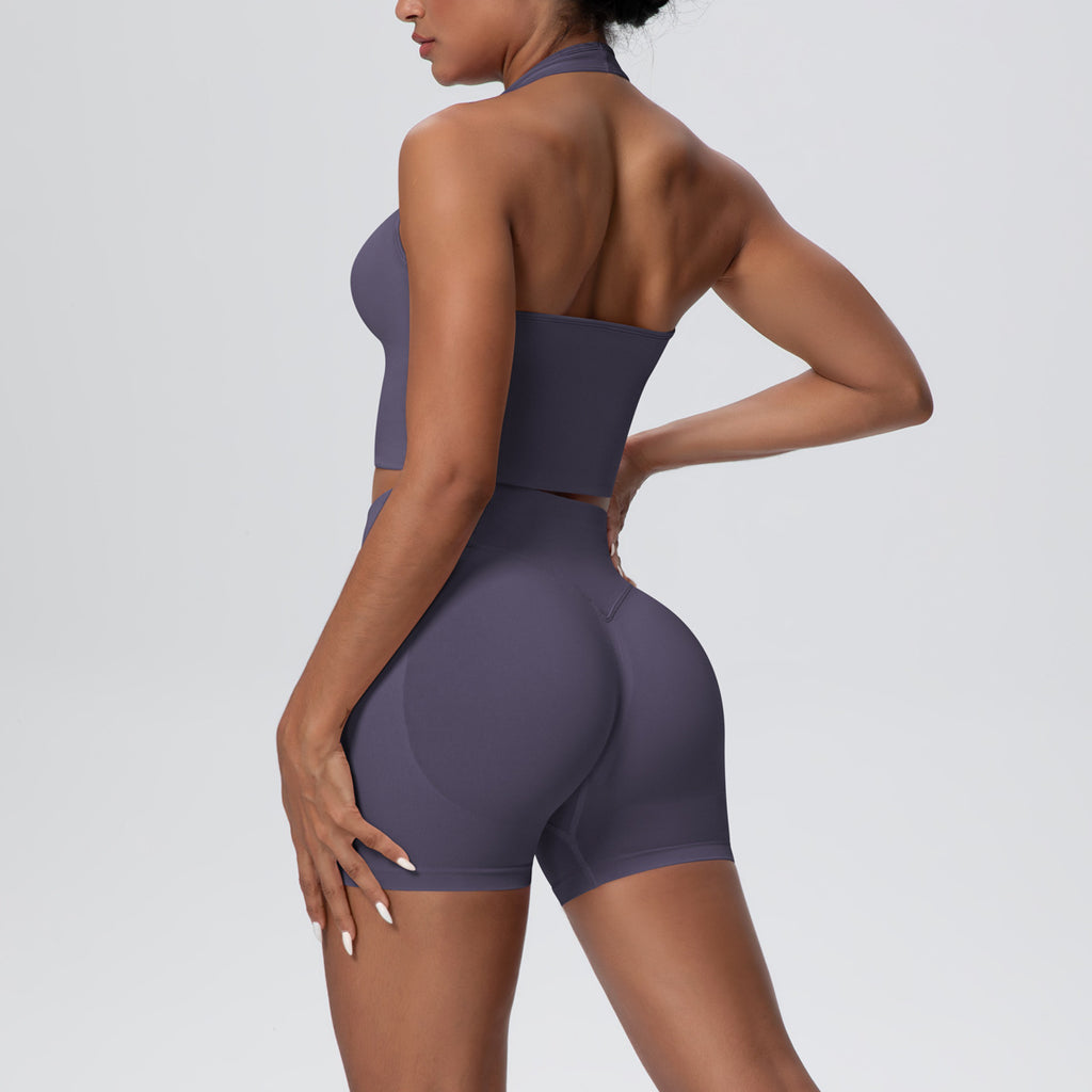 Soutien-gorge de yoga respirant dos nu, débardeur, short taille haute gainant sans coutures, tenue de sport et de yoga