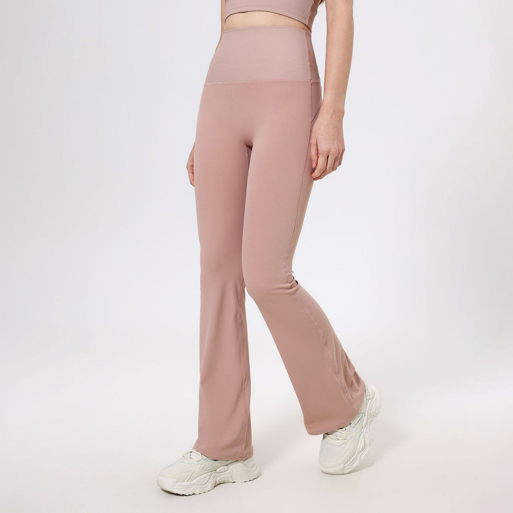 Thread High Waist Peach Hip Raise Yoga Pants Stitching Nude Feel Outer Wear Running Workout Pants Fitness Bootcut Trousers