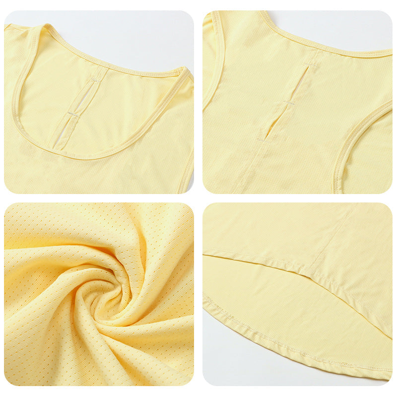 Yoga Exercise Vest Women Loose Breathable Running Smock Sleeveless Workout Clothes Short Vest