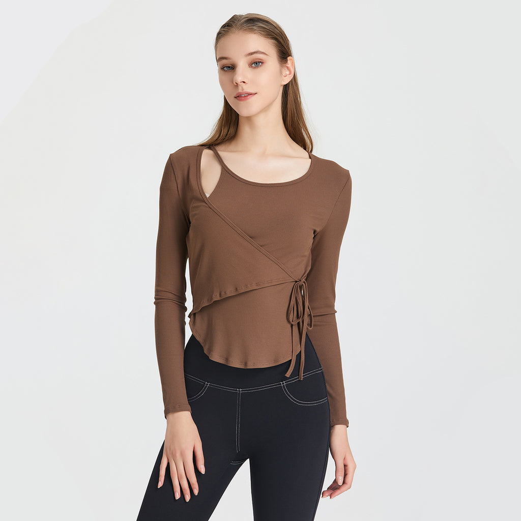 Loose Lace Breathable Sports Blouse Women Yoga Clothes Running Quick Drying Clothes Training Long Sleeve T shirt Workout Clothes Top